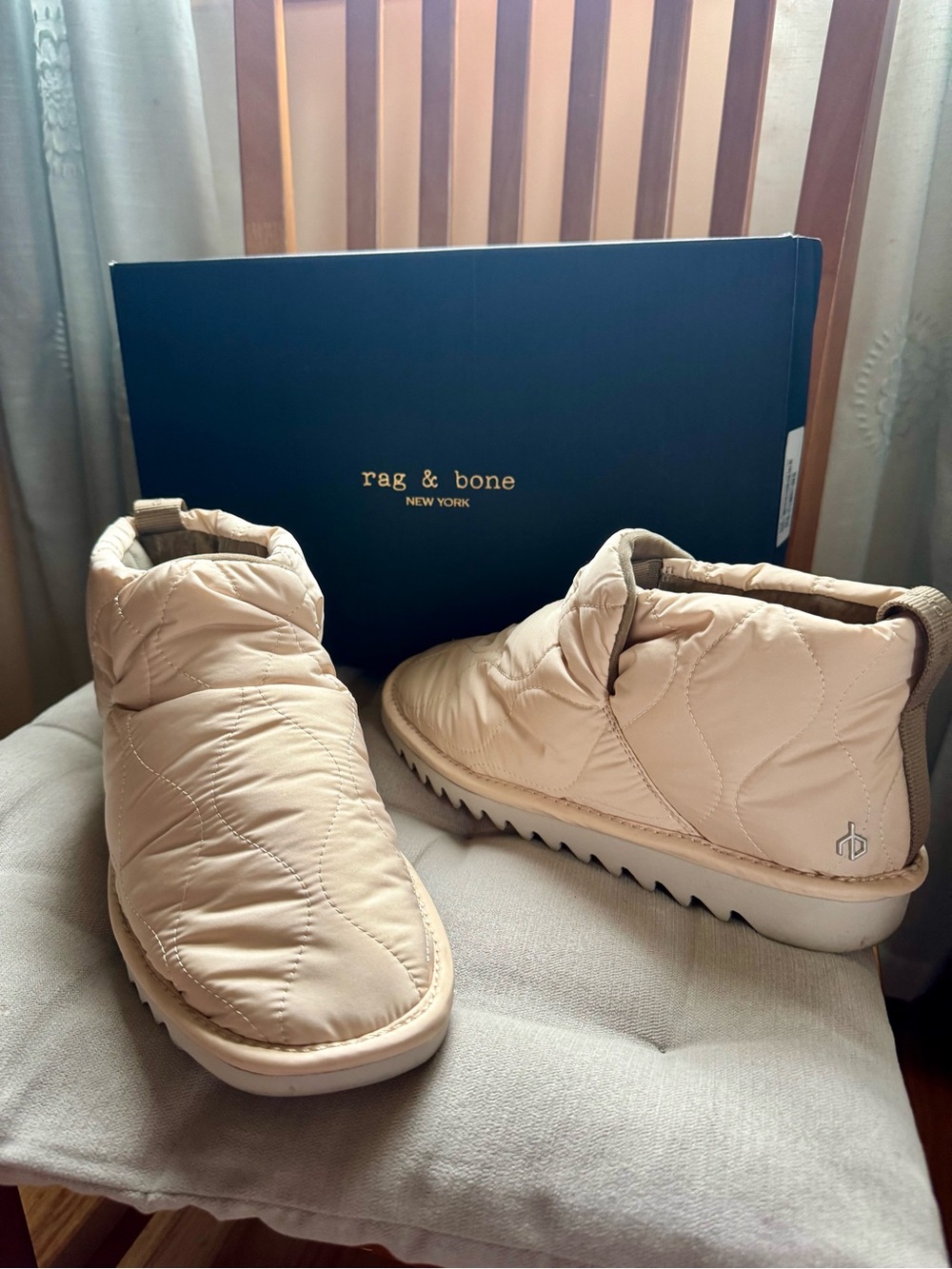 rag & bone Quilted Slip-On Boots — Cream